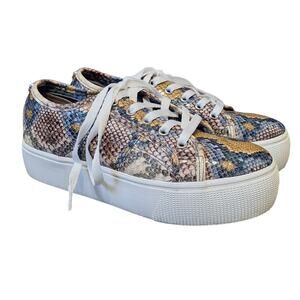 Steve Madden Emmi womens 8 snakeskin platform lace up sneakers shoes